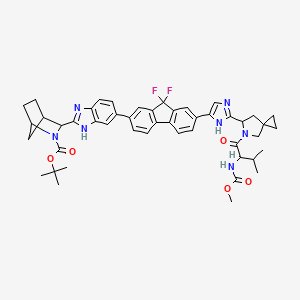 2-Azabicyclo[2.2.1]heptane-2-carboxylic acid, 3-[6-[9,9-difluoro-7-[2-[(6S)-5-[(2S)-2-[(methoxycarbonyl)amino]-3-methyl-1-oxobutyl]-5-azaspiro[2.4]hept-6-yl]-1H-imidazol-5-yl]-9H-fluoren-2-yl]-1H-benzimidazol-2-yl]-, 1,1-dimethylethyl ester, (1R,3S,4S)- - (1256393-27-7)
