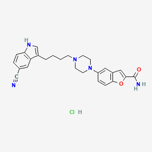 2-Benzofurancarboxamide, 5-[4-[4-(5-cyano-1H-indol-3-yl)butyl]-1-piperazinyl]-, hydrochloride (1:1) - (163521-08-2)