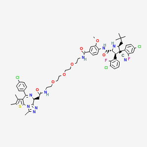 (6S)-N-[1-[4-[[[(2R,3S,4R,5S)-3-(3-chloro-2-fluorophenyl)-4-(4-chloro-2-fluorophenyl)-4-cyano-5-(2,2-dimethylpropyl)-2-pyrrolidinyl]carbonyl]amino]-3-methoxyphenyl]-1-oxo-5,8,11-trioxa-2-azatridec-13-yl]-4-(4-chlorophenyl)-2,3,9-trimethyl-6H-Thieno[3,2-f][1,2,4]triazolo[4,3-a][1,4]diazepine-6-acetamide - (2064292-12-0)