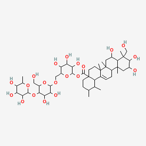 [(2S,3R,4S,5S,6R)-6-[[(2R,3R,4R,5S,6R)-3,4-dihydroxy-6-(hydroxymethyl)-5-[(2S,3R,4R,5R,6S)-3,4,5-trihydroxy-6-methyloxan-2-yl]oxyoxan-2-yl]oxymethyl]-3,4,5-trihydroxyoxan-2-yl] (1S,2R,4aS,6aR,6aS,6bR,8R,8aR,9R,10R,11R,12aR,14bS)-8,10,11-trihydroxy-9-(hydroxymethyl)-1,2,6a,6b,9,12a-hexamethyl-2,3,4,5,6,6a,7,8,8a,10,11,12,13,14b-t - (34540-22-2)